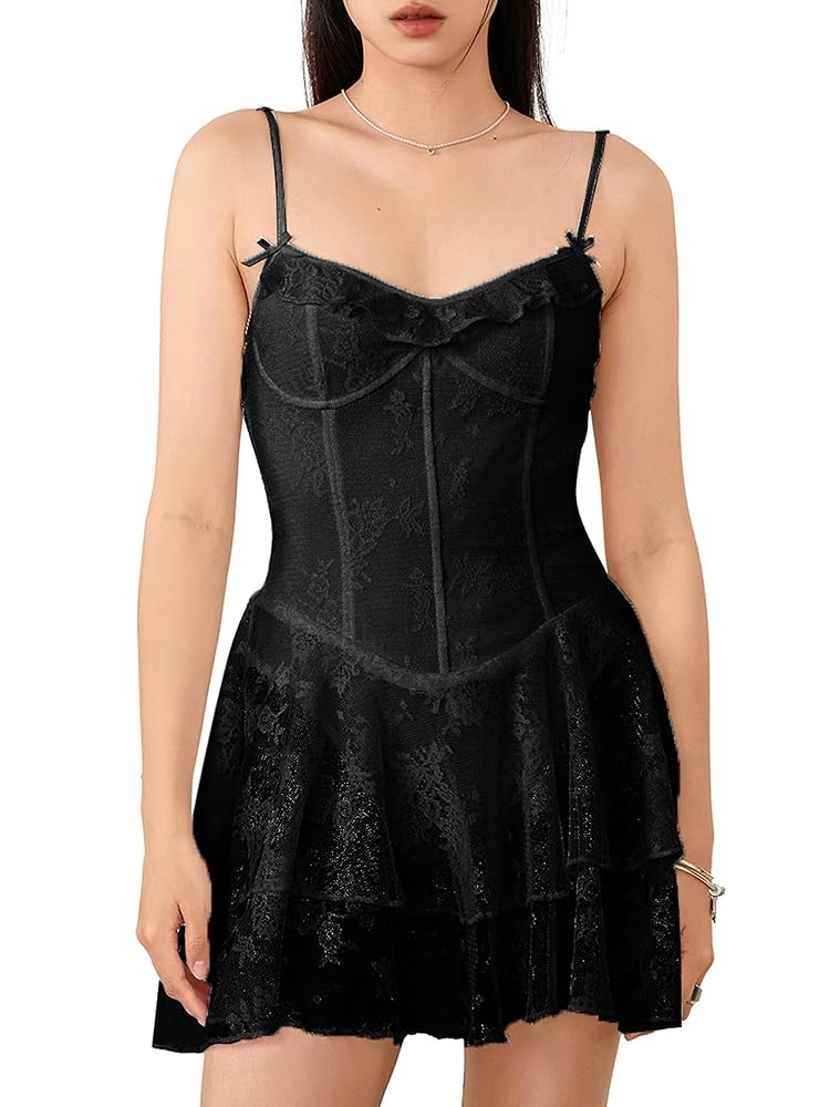 Amazon.com: Women Corset Cami Mini Dress Sexy Spaghetti